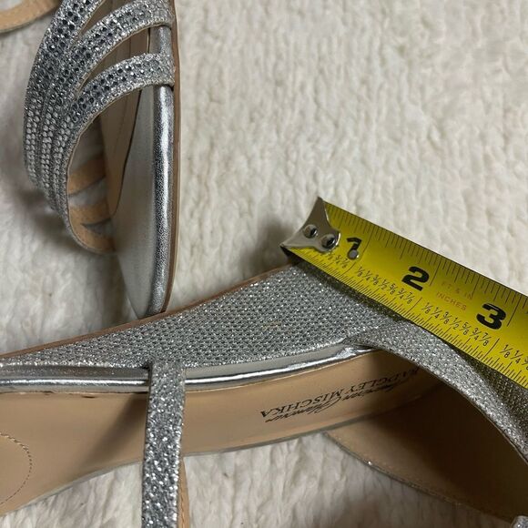 Badgley Mischka synthetic Silver  glitter Strappy wedge Sandals SZ11 - Picture 9 of 11